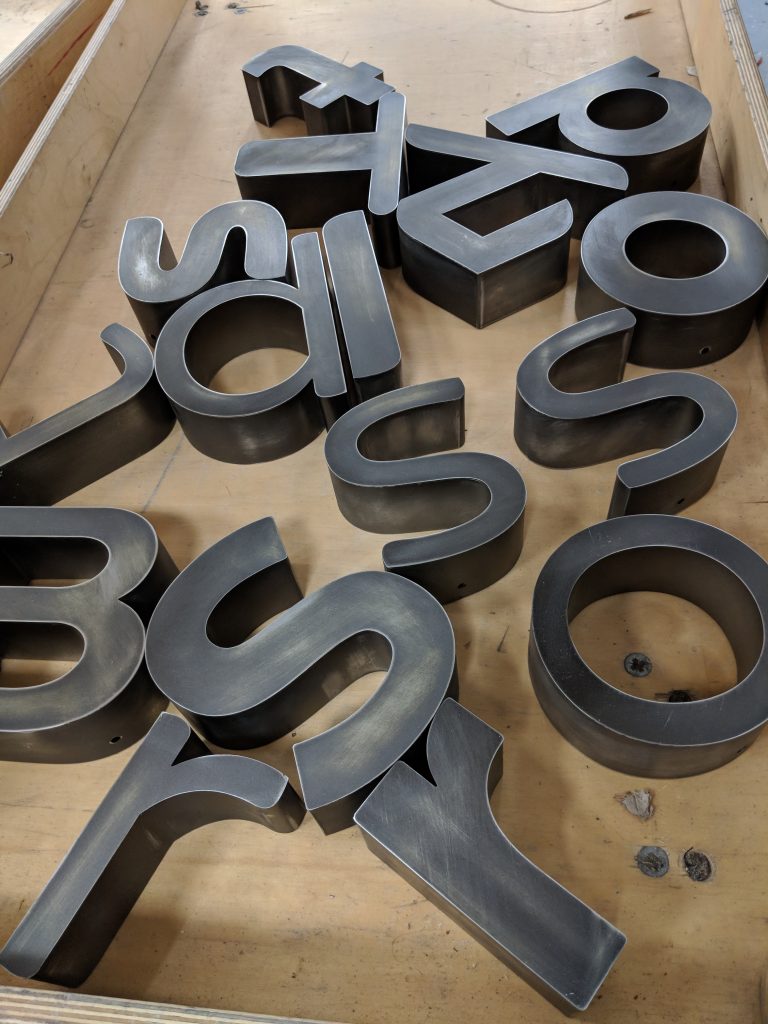 3D Lettering - tarnished steel